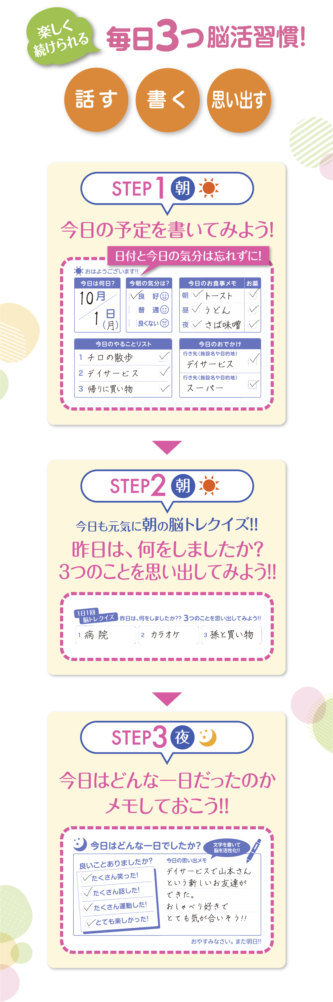 楽しく続けられる毎日3つ脳活習慣！